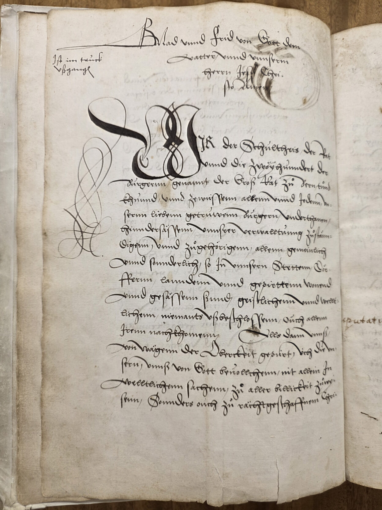 Download Original: Berner Reformationsmandat vom 7. Februar 1528 (Druck nicht erhalten) (StABE, A I 479, pag. 1v)